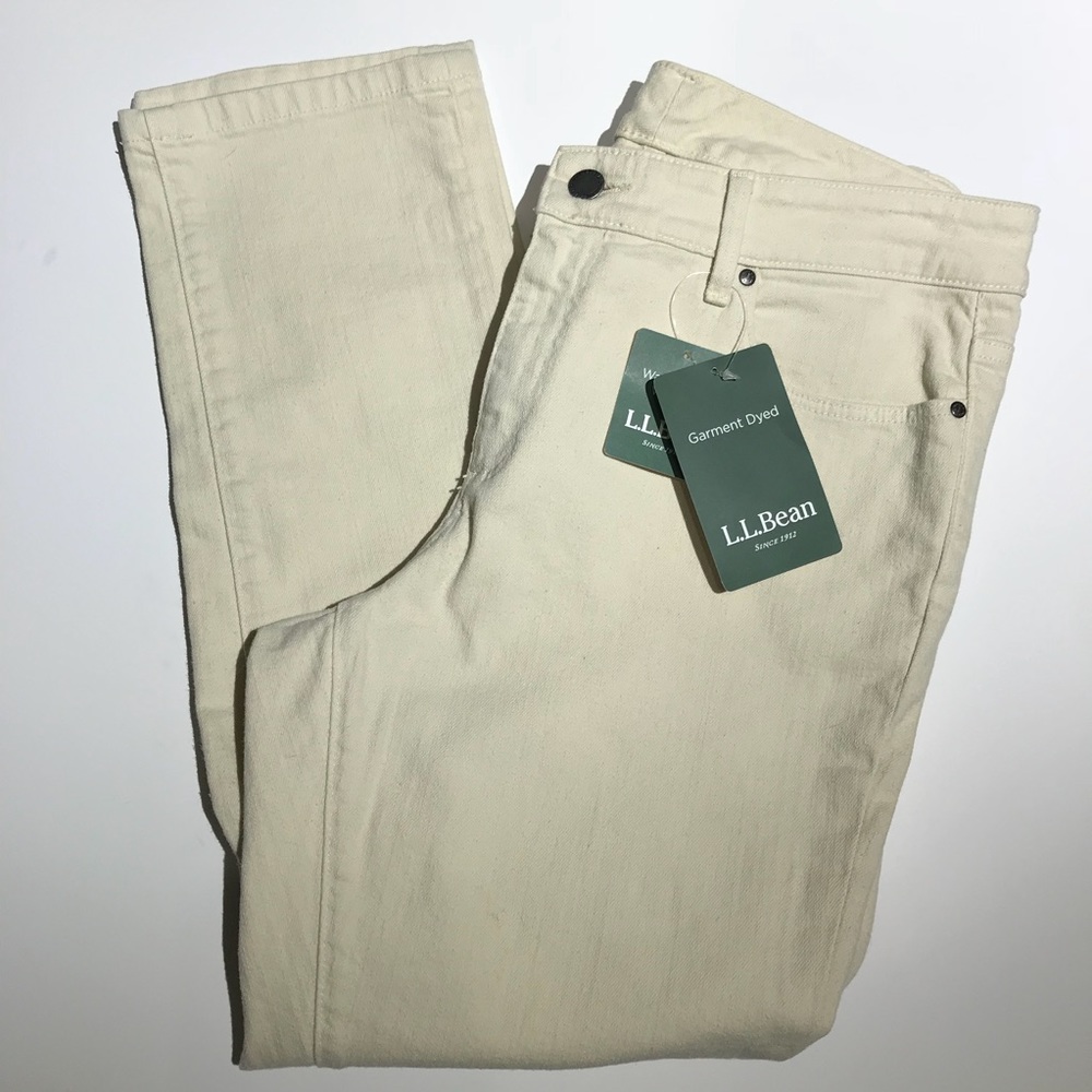 NWT L.L. Bean favorite fit cream cropped ankle jeans size 6